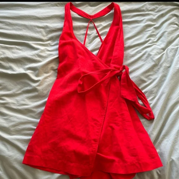 Free People Red Wrap Dress - Picture 1 of 2